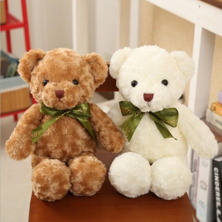 Adorable Teddy Bear Plush Toy Bow Girls Companion Stuffed Doll Birthday Gift