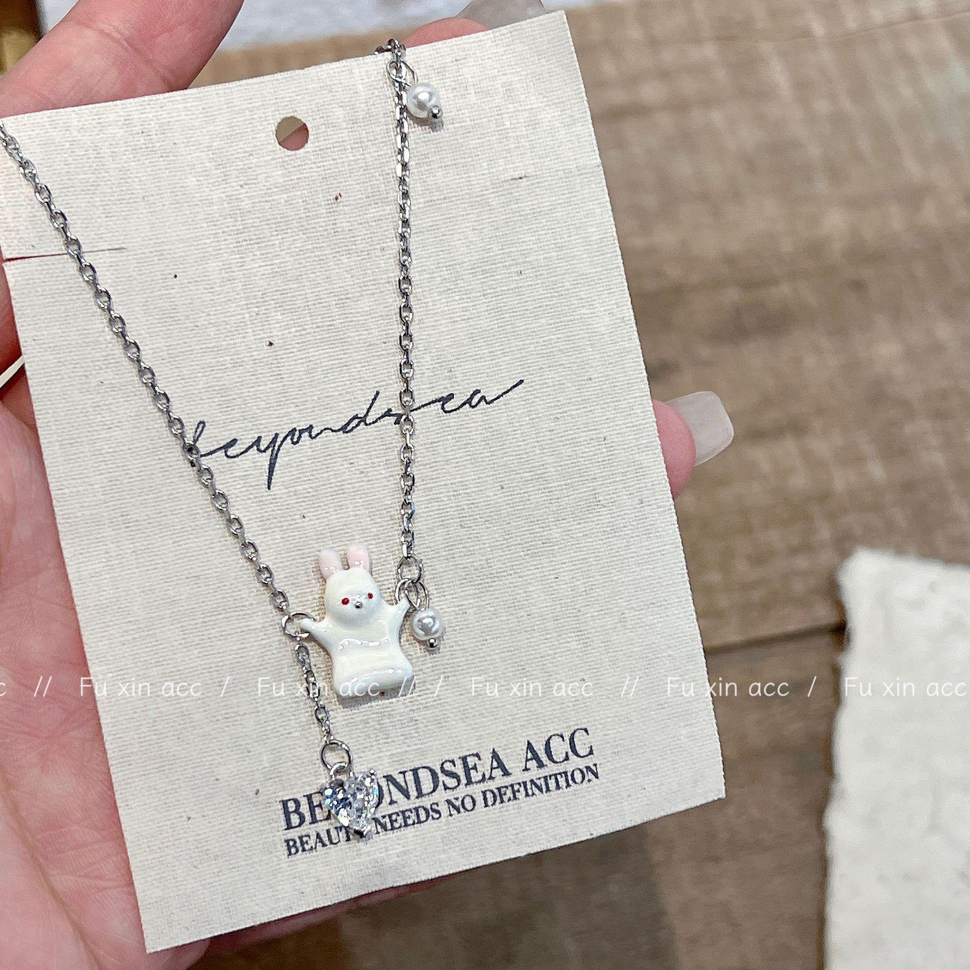 

FX Милое ожерелье с подвеской в виде кролика-панды с кисточкой - Японский сладкий стиль чокер ключичная цепочка N0404