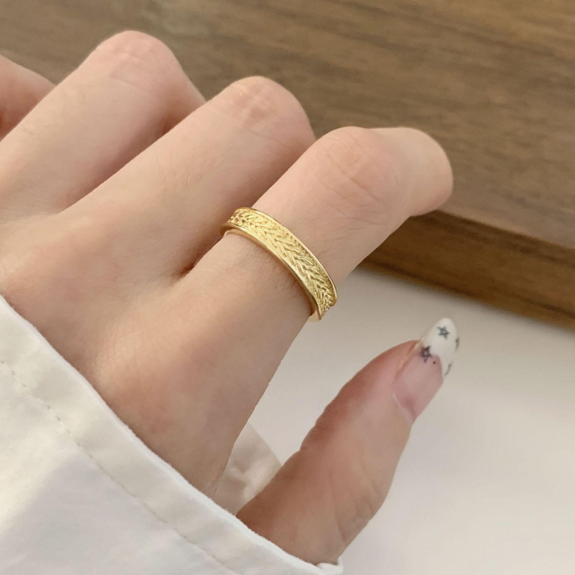 

PANJBJ 925 Sterling Silver Flower Rings For Women Ear of Wheat Sweet Romantic Office Minimalism Jewelry Gift Dropshipping