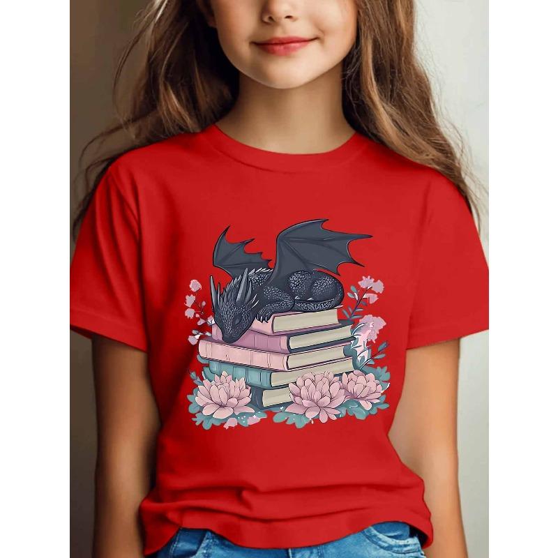 Girls Crewneck Short Sleeve Tee, Halloween Graphic Print Soft Casual Sport Top for Teens