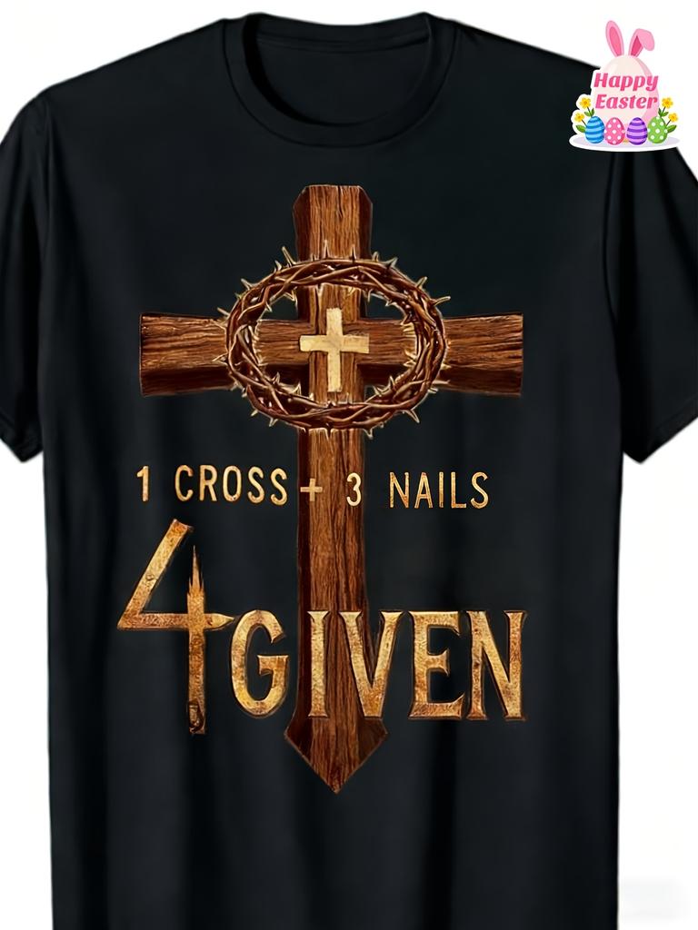 Discount Event 1 Cross 3 Nails 4gveni Christian Cross Tshirt Designed For Easter And Church Attire0retro Casual Shortsleeved Tshirt