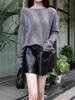 2026 Women’s Autumn/Winter One-Shoulder Striped Cashmere Sweater - Loose Fit Wool Knit Base Layer