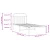 Metal Bed Frame with Headboard White 107 X 203 Cm