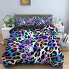 Colorful Leopard Print Bedding Set Gradient Cheetah Pattern Duvet Cover Set Animal Skin Quilt Cover with Pillowcases