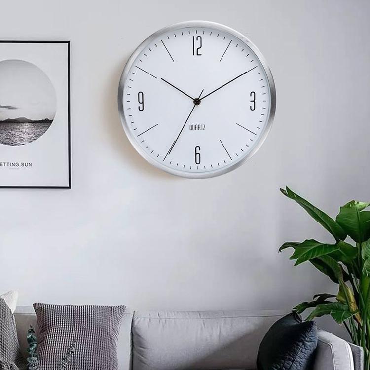 12 Inch Round Elegant Home Decoration Silent Quartz Aluminum Metal Wall Clock
