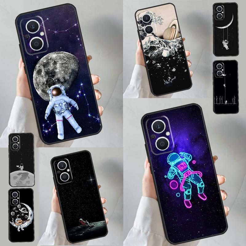 Moon Stars Space Astronaut Case For OPPO Reno 11 10 Pro 8 7 6 5 4 Lite 8T 5Z 4Z 11F OPPO Find X5 X6 Pro X2 Neo X3 Lite