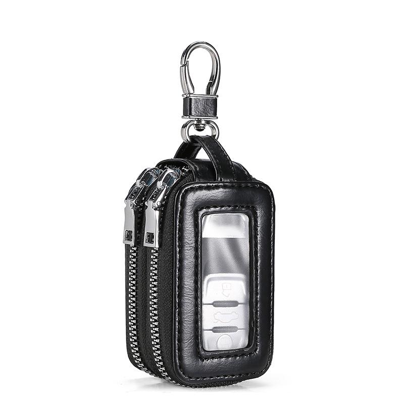 

Двухслойный чехол для ключей из ПУ кожи коровьей - Надежное крепление на пояс, хранение ключей от машины - Стильная мини-сумка для аксессуаров интерьера чёрный