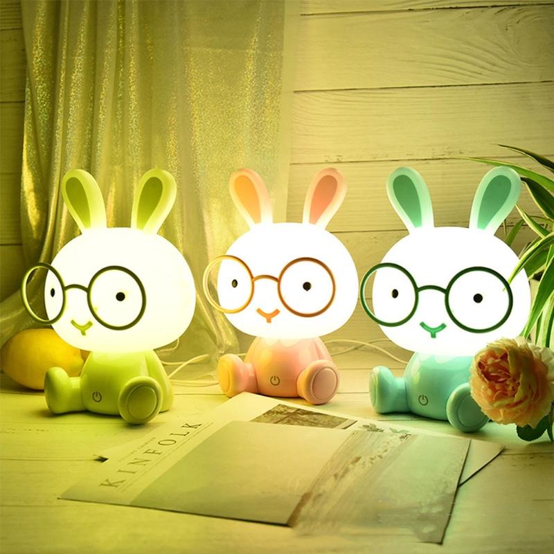 Cute Rabbit Night Light Gifts Women Teen Girls Night Lights for Kids Bedroom Cute Glasses Rabbit Nightlights for Toddler