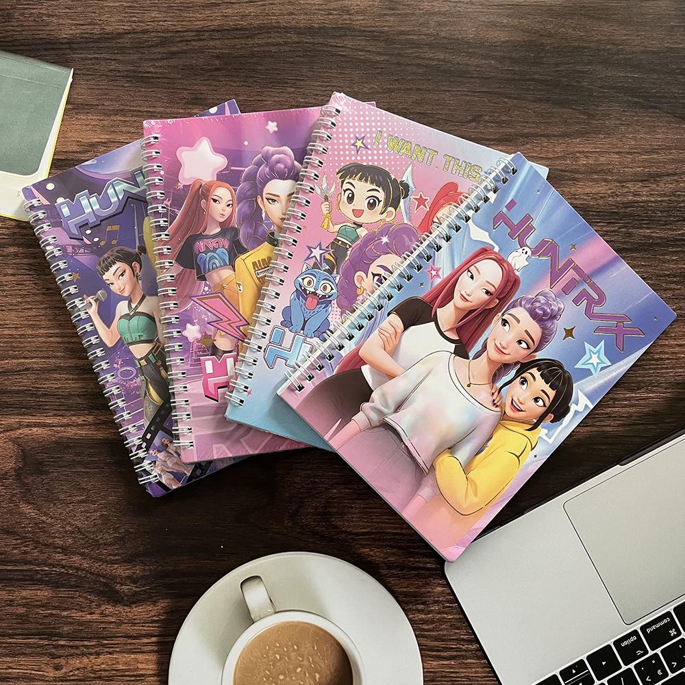 Demon Hunter Anime Notebook Set - Cute Coil-Bound Diary Journal for Students Office Supplies Random 1/2/4pcs Gift