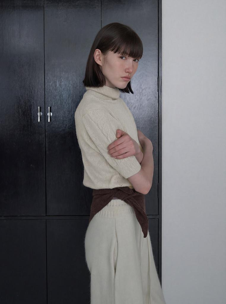 Diito Alpaca Half-Sleeve Turtleneck [Ivory]