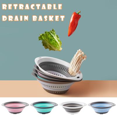 Collapsible Colander Strainer with Plastic Handles   Foldable Storage Basket