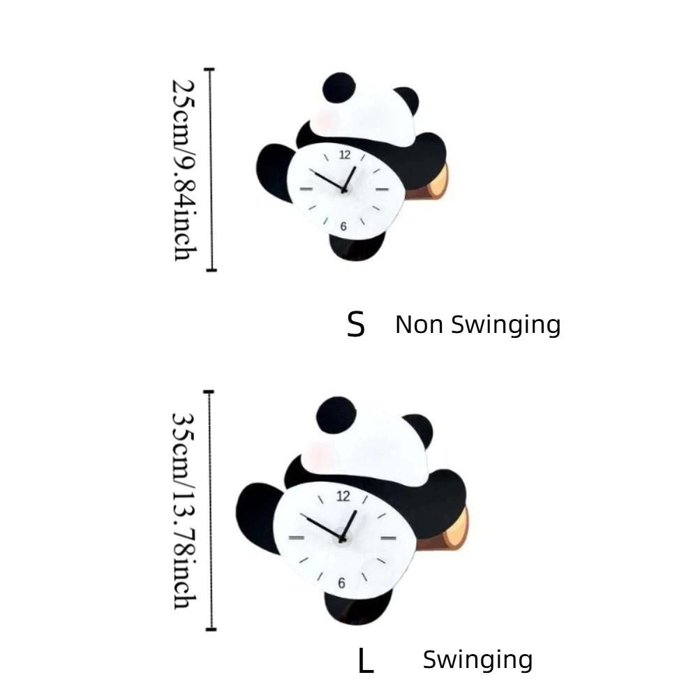 Wall Decoration Cartoon Swinging Panda Wall Clock Silent Animal Hanging Watch Time Accuracy Panda Mute Clock Living Rooms