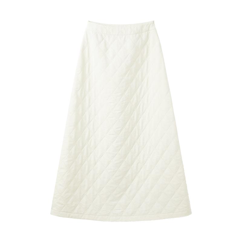Xiangying Elegant Rhombus Pattern High-Waisted A-Line Midi Skirt S