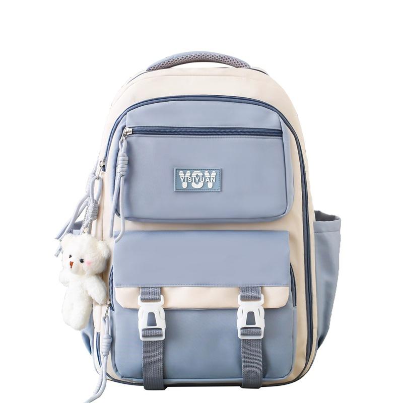 Large Capacity Backpack Student Lightweight Schoolbag Color Contrast Backpack