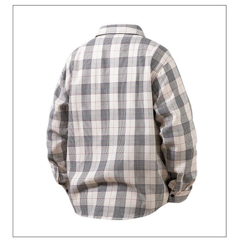 Men's Plaid Flannel Shirt Casual Long Sleeve Button Down Shirt Oversized Check Blouse