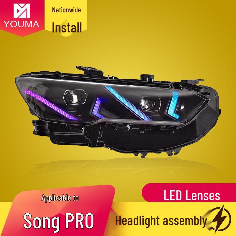 LED Headlight Assembly with RGB Daytime Running Lights for BYD Song Pro 19-24 Models