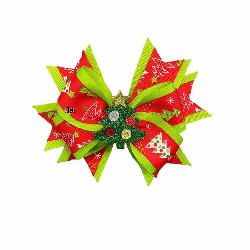 Dwuwarswowy brokatowy klips do włosów choinka dla dzieci
