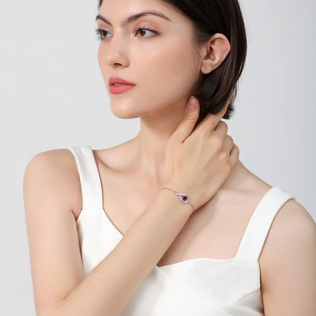 Gemlanto 925 Sterling Silver Bracelet with Ruby and July 18K Gold Gift Wrapping Perfect for Birthdays Birthstone, Plated, Available,