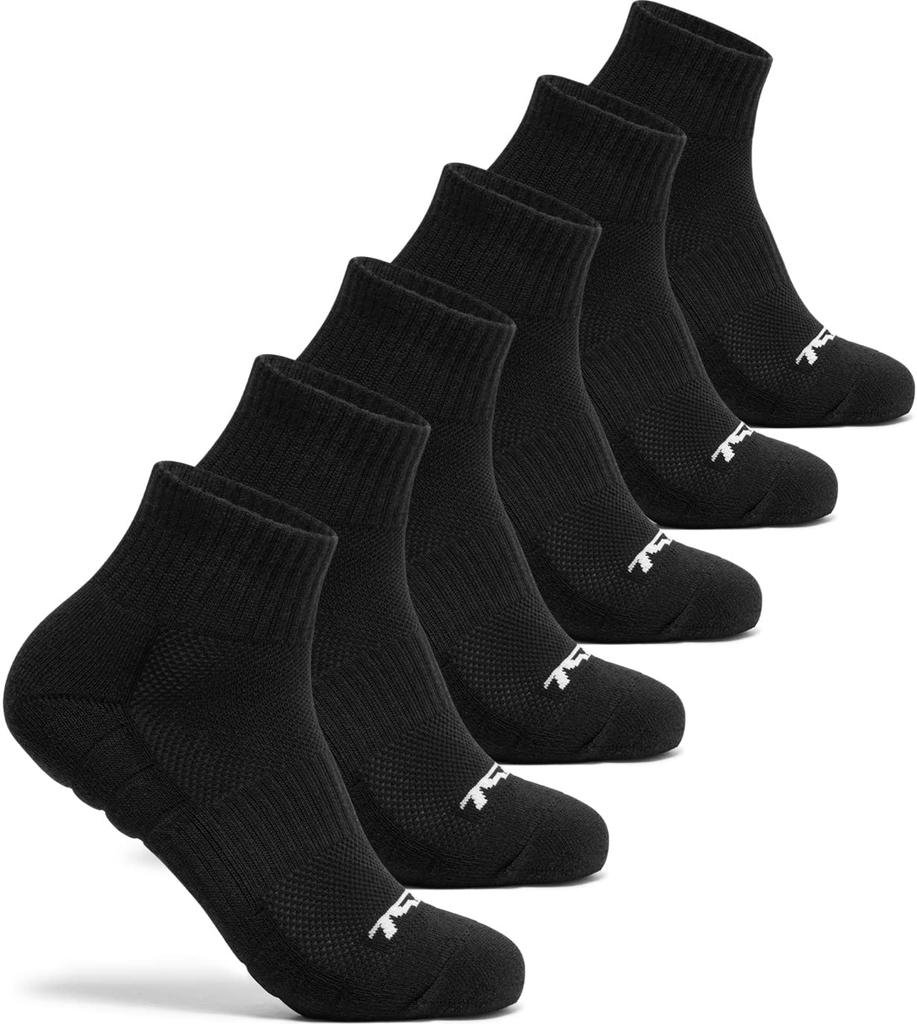 Tesla JPB Athletic Perfect for Outdoor and MZS42-JPK, 6-Pair Half-Length Socks, Antibacterial, Odor-Resistant, Moisture-Wicking, Quick-Drying,