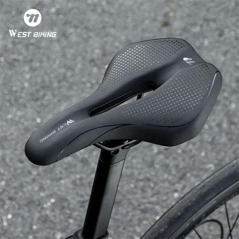 Bicycle Saddle Hollow Breathable Soft Seat Cushion MTB Shock Absorbing Non-Slip Leather Road Bike Lightweight Saddle