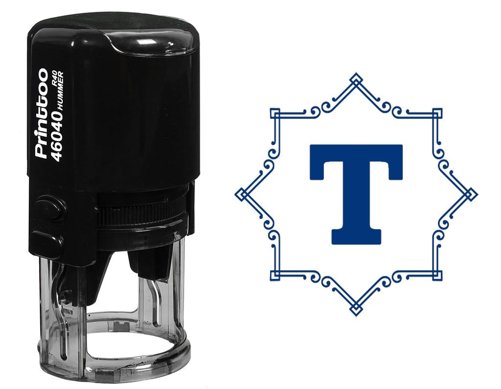 Printtoo Self Inking Rubber Stamp Octagon Celtic Swirl Frame Alphabet T Monogram Initial R-40 Office