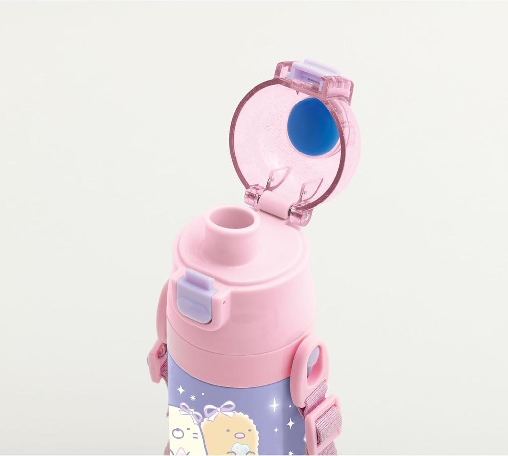 Water Bottle Direct Drinking Sports Bottle 2WAY Stainless Steel One Touch Bottle with Cup Direct 470ml Cup Drinking 430ml Ribbon Set Name San-X (Water