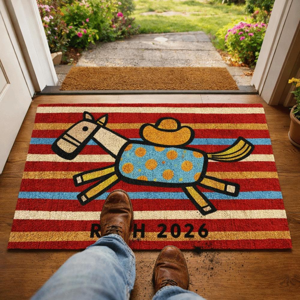 Wear-Resistant Chinese New Year Doormat Anti-slip Floor Mat Horse Pattern Carpet  Door Entrance