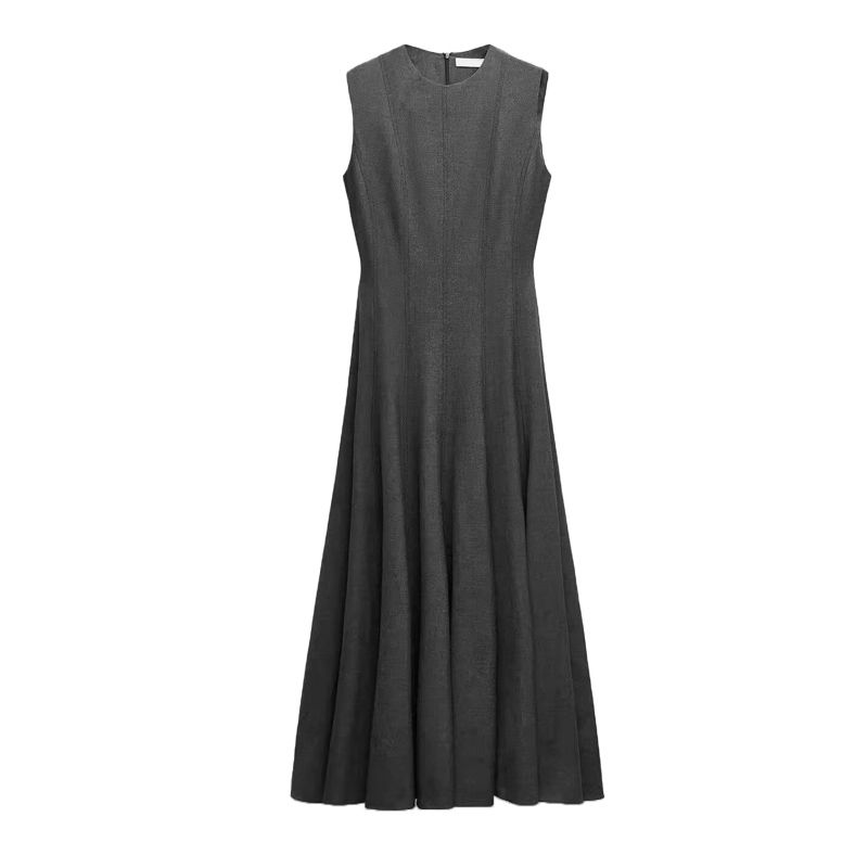 

Fall and Winter New Arrival Women s Clothing French Style Design A- line Hepburn Style Elegant Cinched Sleeveless Dress 9484486 Grey L