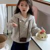 2025 Girls' Autumn/Winter Korean-Style Zippered Knit Sweater Coat