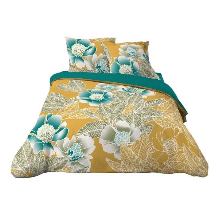 Housse De Couette - Florelle - 220x240 Cm - 100% Coton - Motif Géométrique - 2 Taies D'oreiller