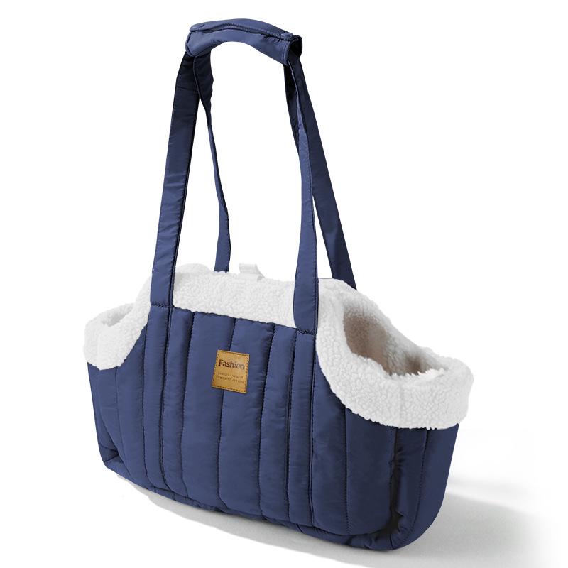 

Plush Winter Pet Bag: Cozy Velvet Handbag for Cats & Dogs темно-синий