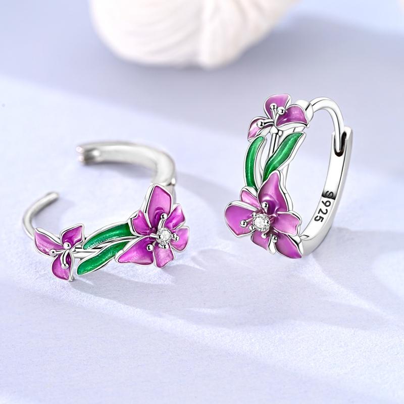 New 925 Silver Earrings Butterfly Sunflower Luminous Firefly Iris Hoop Earring For Women Making Jewelry Gift