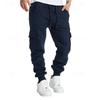 Mens Retro Casual Cargo Pants Loose Multi Pocket Drawstring Long Trousers