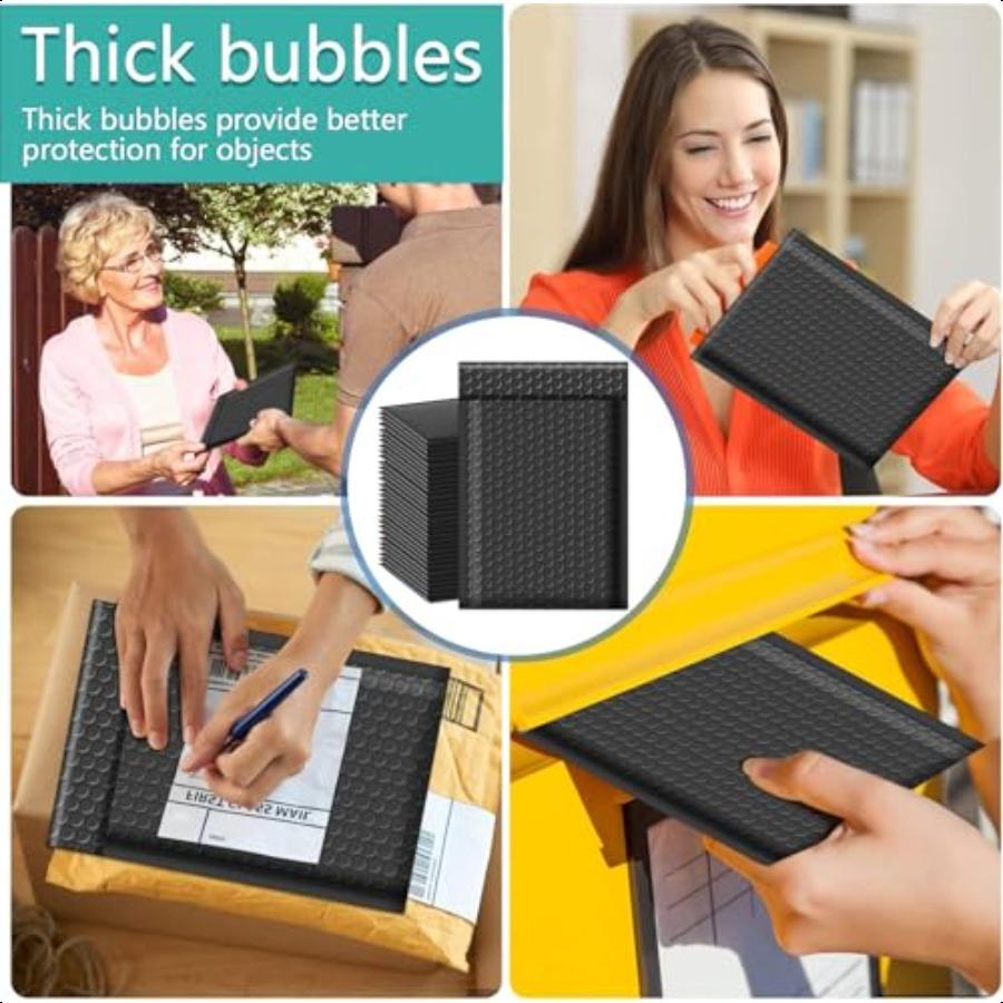 50 Pcs Bubble MailersBlack Bubble Envelopes Waterproof Self Seal Adhesive Shipping Bags Poly Padded Envelopes Bubble Padded Cus