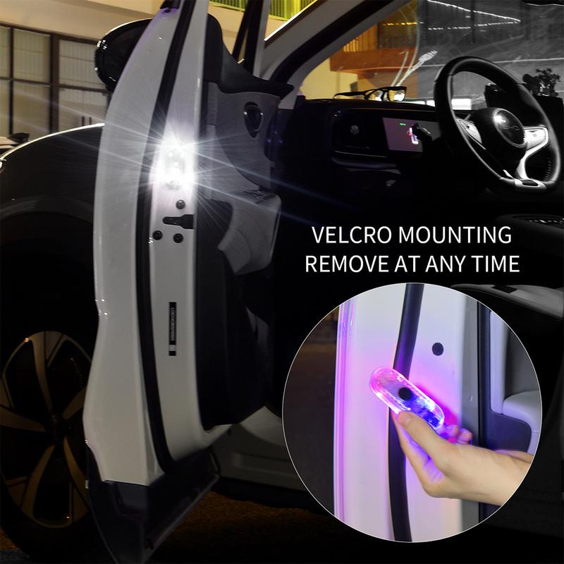 1/2PCS Car RGB LED Door Strobe Warning Signal Lights USB Magnetic Welcome Light Safe Anti-collision Emergency Lamp