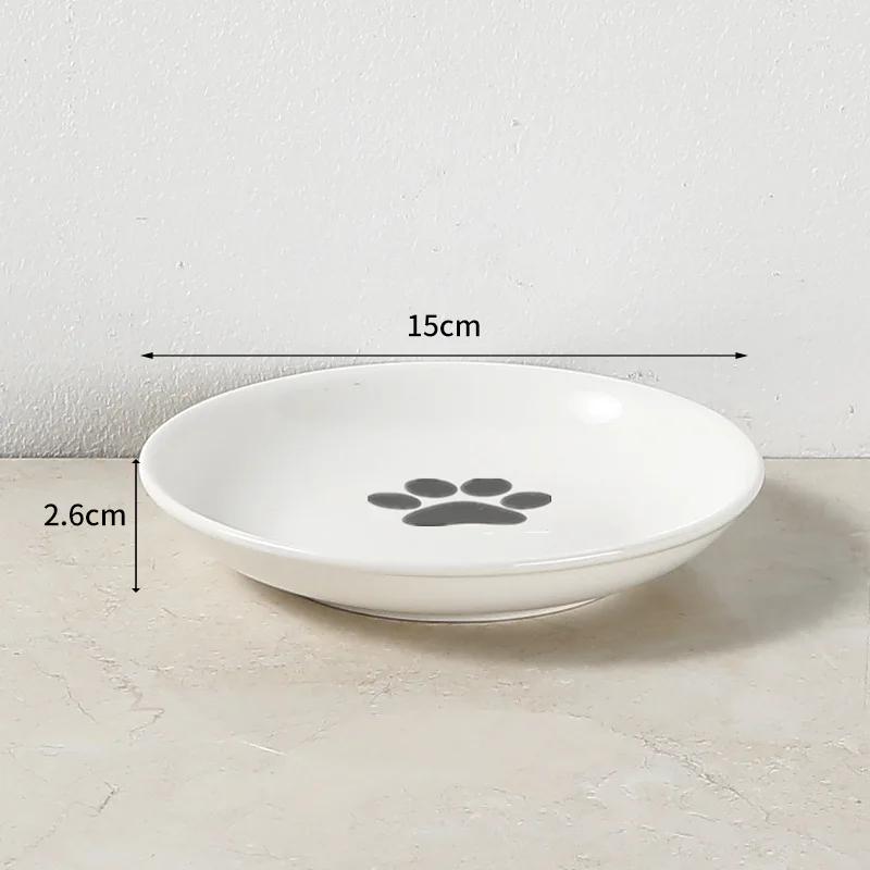 Ceramic Pet Bowl Cat Food Feeding Double Dish Stainless Steel Raised Stand Kitten Dog Water Feeder Durable Pet Accessories