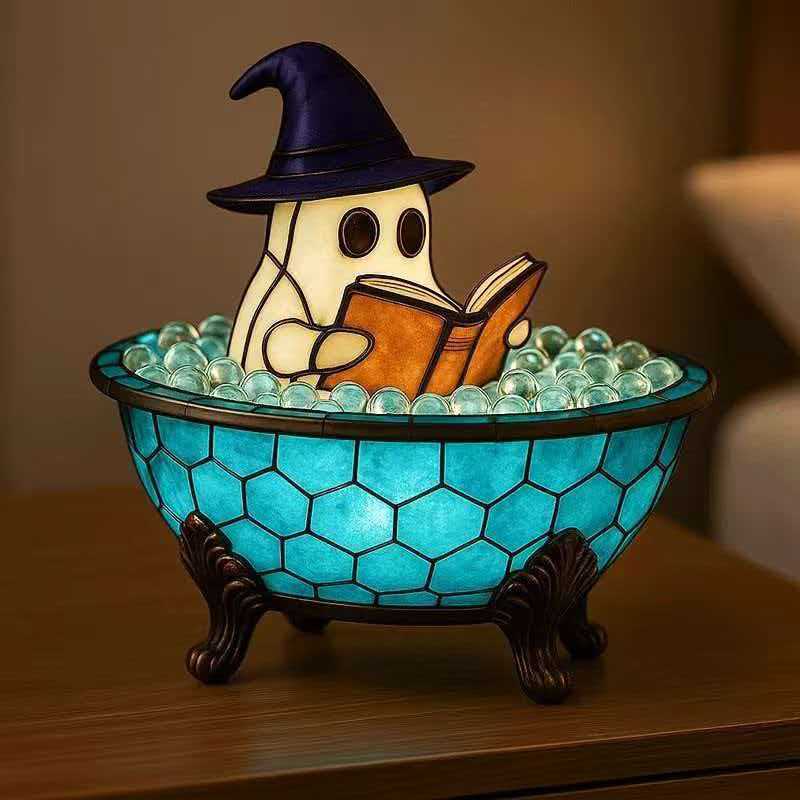 Ghost Reading Book Lamp Usb Rechargeable Halloween Nightlight For Kids And Teens