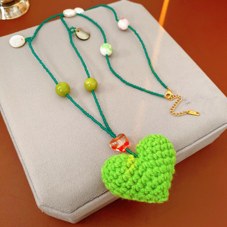Beaded Apple Coffee Cup Pendant Necklace - Minimalist and Sweet Sweater Chain