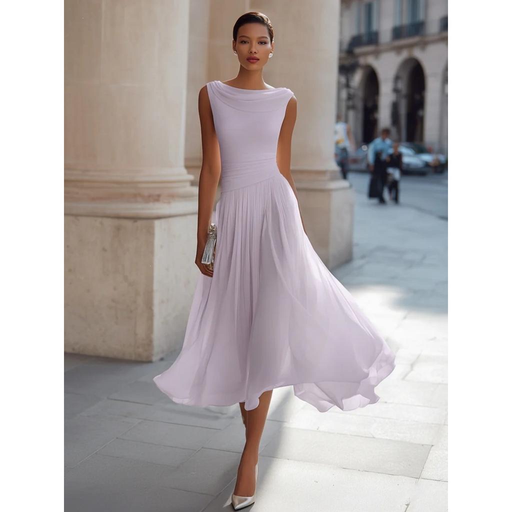 Elegant Vacation Party Cowl Neck Dress for Cross-border Export