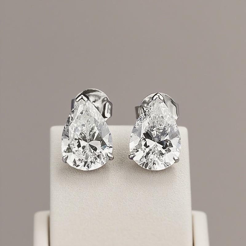 E593 2ct Teardrop Stud Earrings Sterling Daily Wear Fashion Jewelry Women