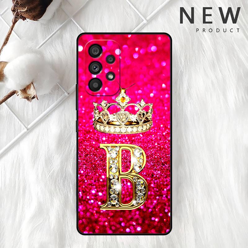 Pink Diamonds Letter Case For Samsung Galaxy A54 A52 A14 5G A53 A12 A13 A71 A23 A34 A33 A21s Phone Cover