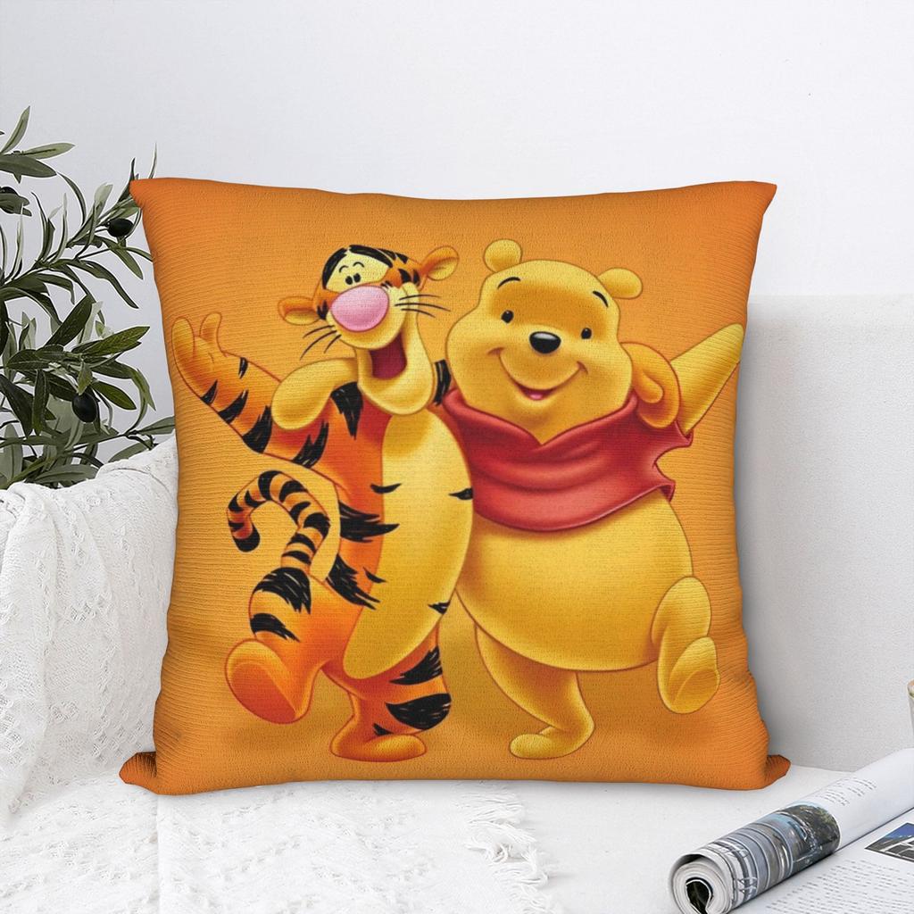 Winnie The Pooh And Tigger Square Pillow Cases Cute Bee Cushion Cover Customized Zipper Decor Pillowcase for Home 18"