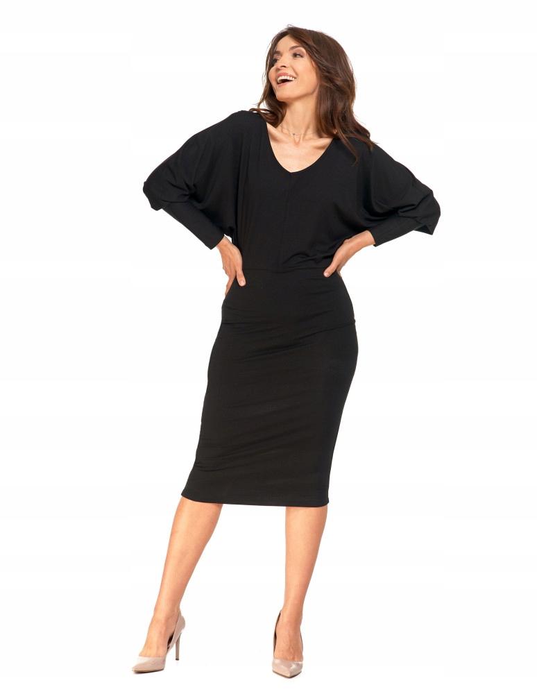 WOMEN'S MIDI DRESS WITH LONG SLEEVES ELEGANT FASHIONABLE SUMMER MORAJ R.L black