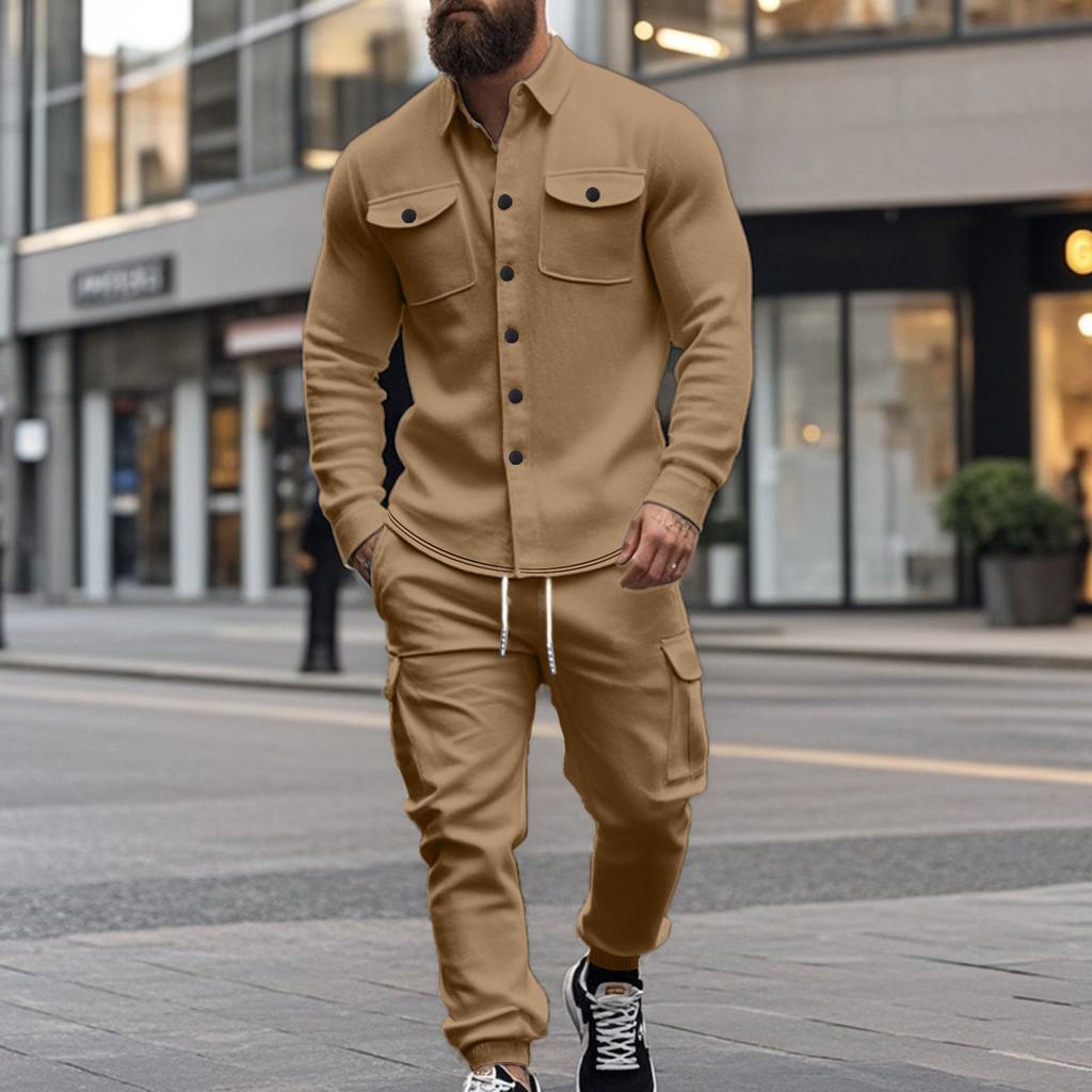 Outdoor Tactical Hunting Jacket for Men American Heavy Heavy Men's Overalls Lined with Sports Pants Shirt 2 Sets
