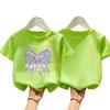 Summer New Girls 100 Percent Cotton Short Sleeve T Shirt Casual Round Neck Printed Top For Little Girls Daily Wear
