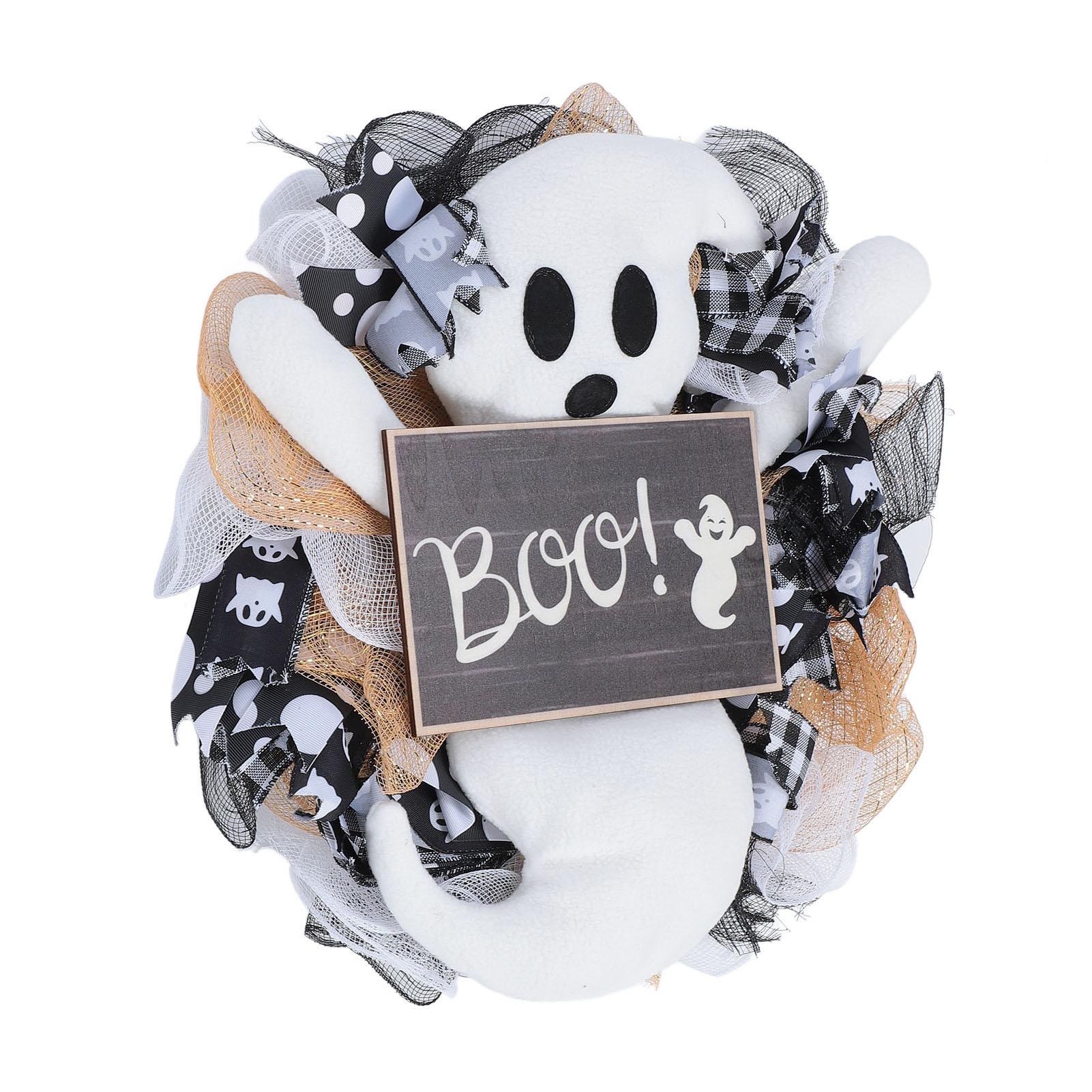 

Милый венок с привидением, подвеска на дверь, декор, подвесное украшение для стены, камина, окна, праздничное украшение