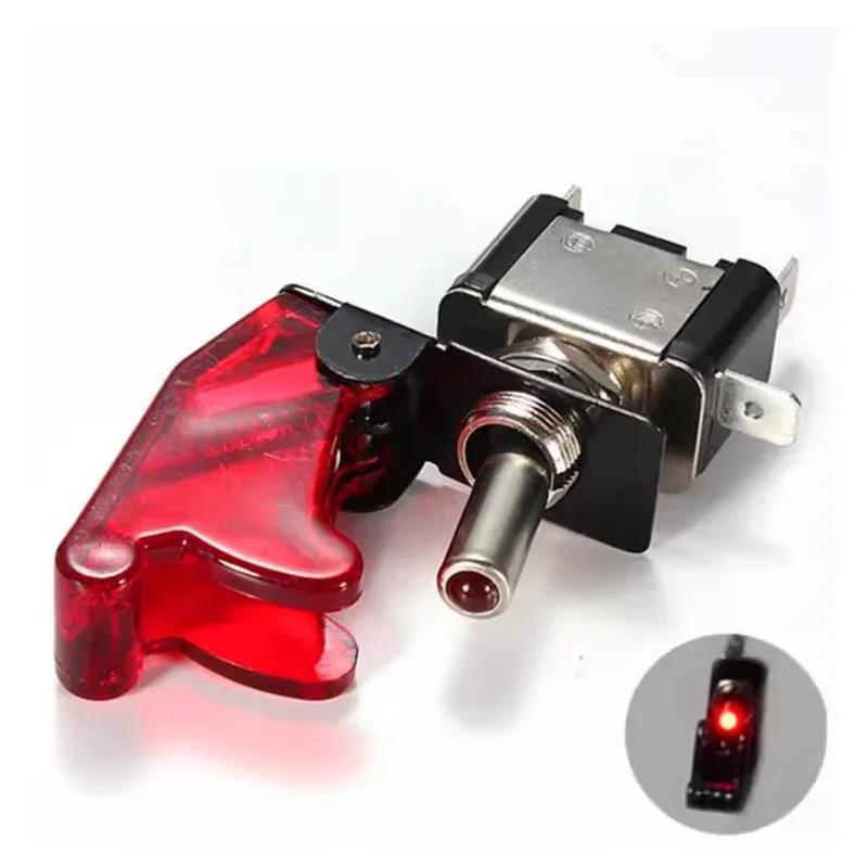 Auto Car Boat Truck Illuminated Led Toggle Switch With Safety Aircraft Flip Up Cover Guard 12V20A transparent Switches4