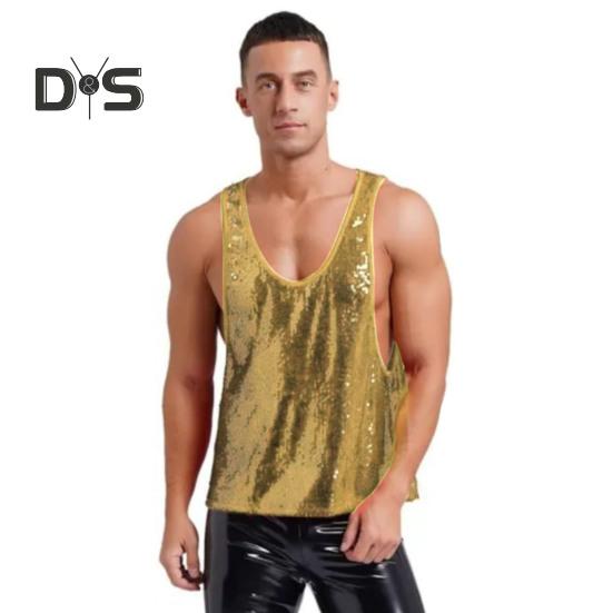 

Мужской жилет с круглым вырезом без рукавов свободного кроя, однотонные топы-майки, быстросохнущие, универсальные, в уличном стиле, повседневная одежда M золотистый