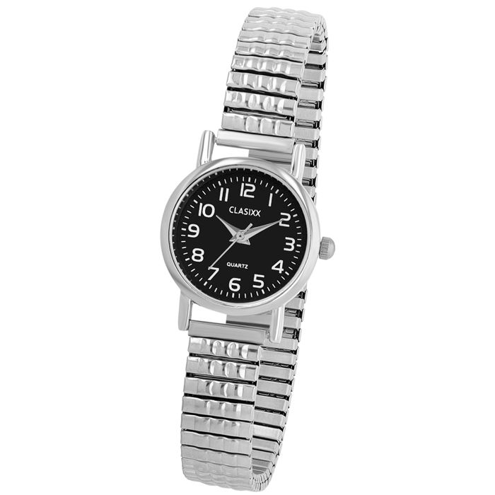 Montre femme - CX0006 - Boîtier 22 mm - Acier inoxydable argenté - Cadran noir