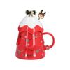 1PC Christmas Tree Ceramic Mug Coffee Cup with Lid Spoon Christmas Themed Items Holiday Decorations Gift Household Goods
